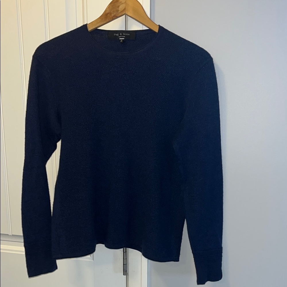 Rag & Bone Navy Long Sleeve Merino Blend Shirt S